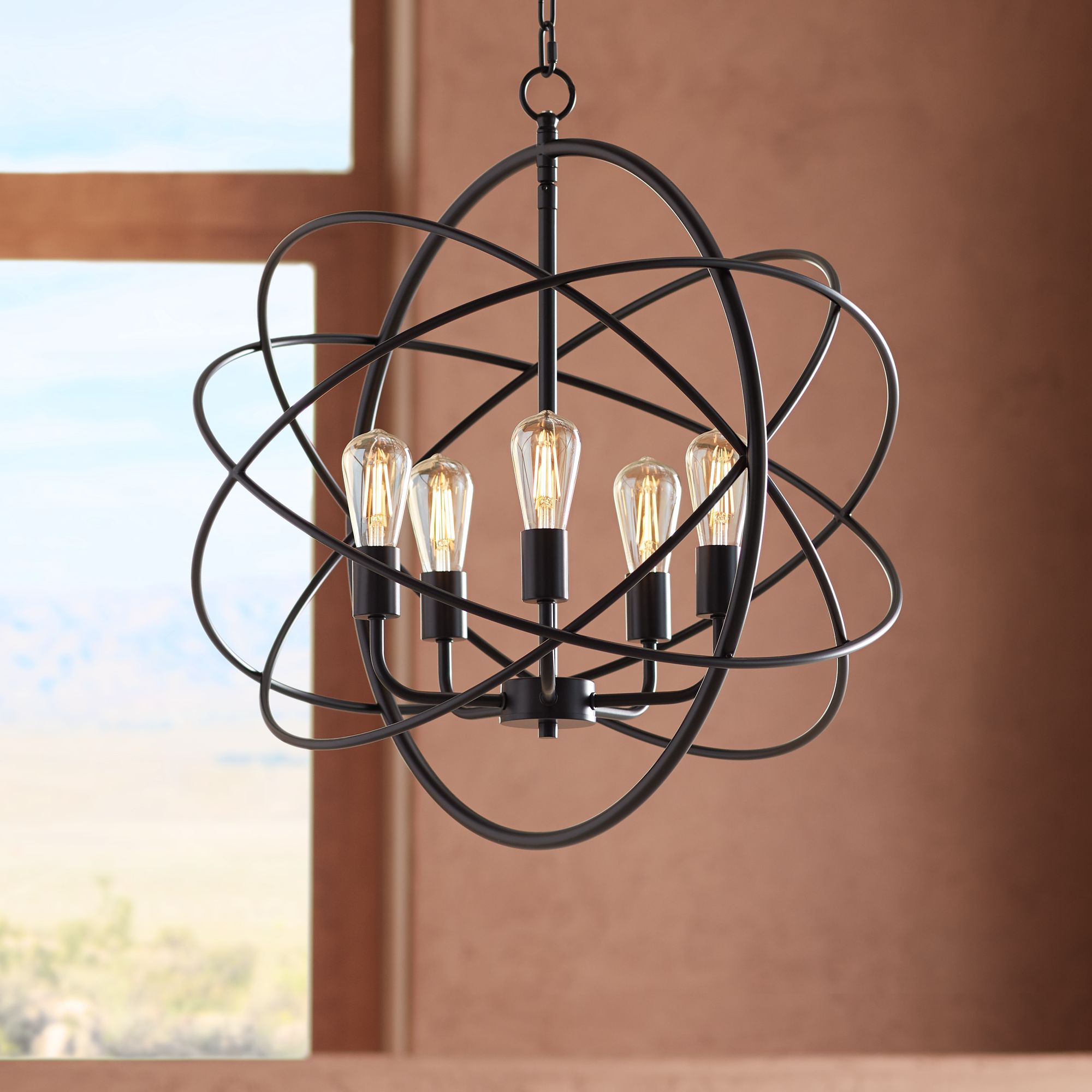 bronze sphere chandelier