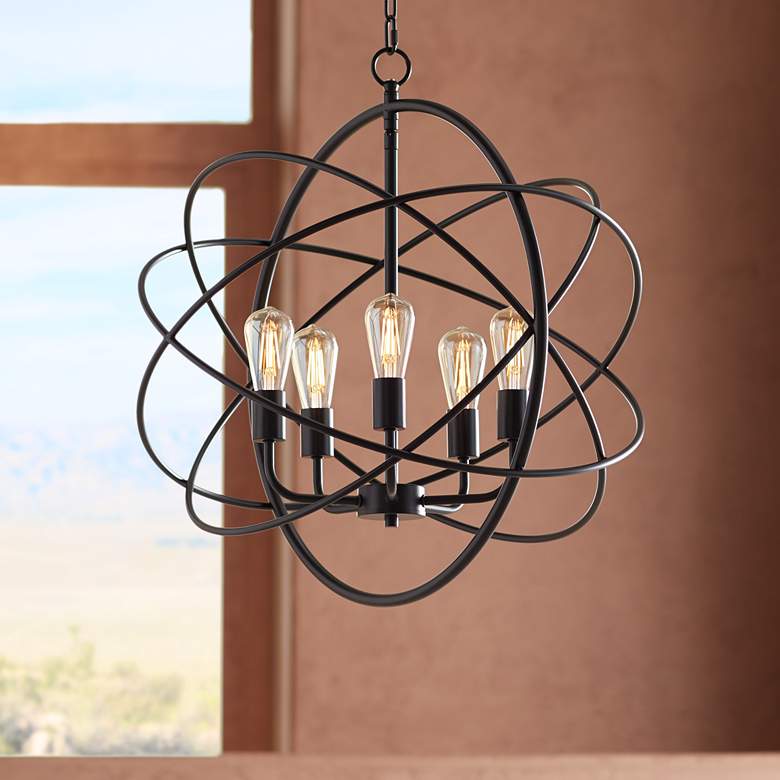 Ellery 24 3/4&quot; Wide Bronze Sphere 5-Light LED Pendant