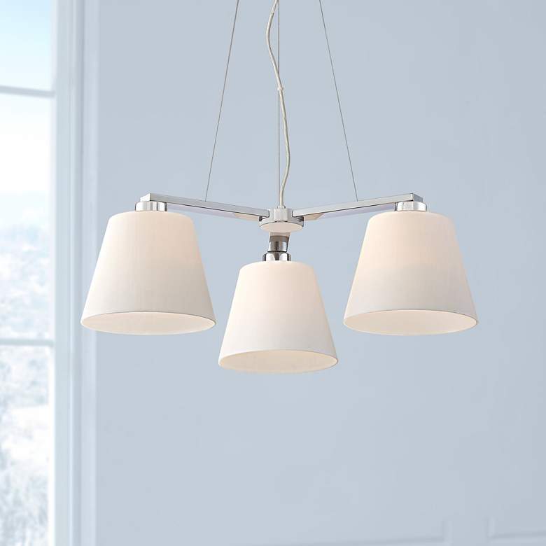 Image 1 Ellery 26 1/2" Wide Chrome and Opal Glass 3-Light Chandelier