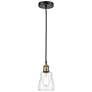 Ellery 4.75" Wide Black Brass Corded Mini Pendant With Clear Shade