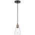 Ellery 4.75" Wide Black Brass Corded Mini Pendant With Clear Shade