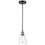 Ellery 4.75" Wide Black Brass Corded Mini Pendant With Seedy Shade