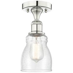 Ellery 4.75&quot; Wide Polished Nickel Semi.Flush Mount With Seedy Glass Sh