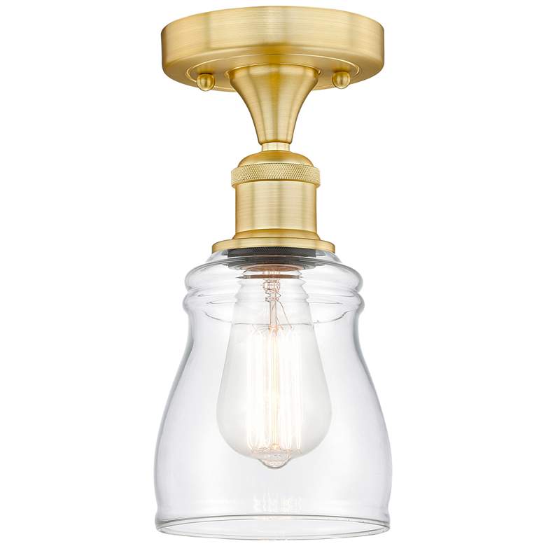 Image 1 Ellery 4.75" Wide Satin Gold Semi.Flush Mount With Clear Glass Shade