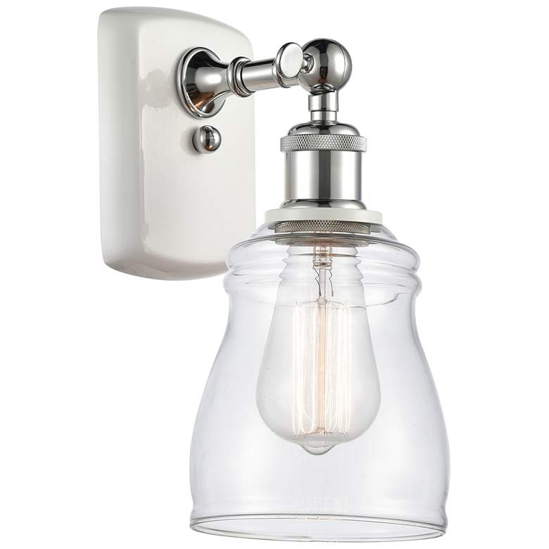 Image 1 Ellery 9 inch High White and Polished Chrome Sconce w/ Clear Shade