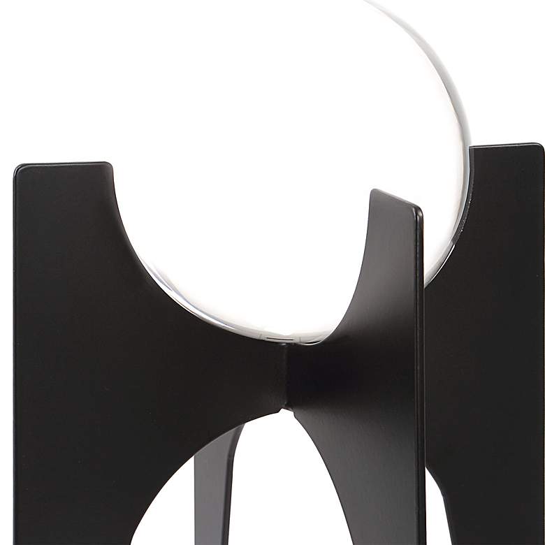 Image 3 Ellianna 16"H Crystal Sphere Black Iron Sculptures Set of 2 more views