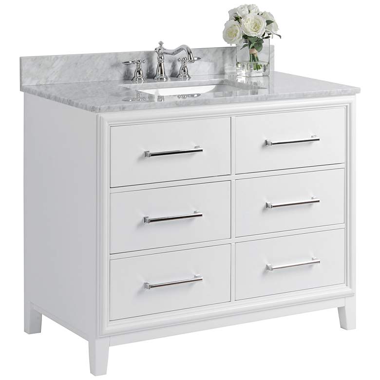 Image 1 Ellie 42 inch White 6-Drawer Single Sink Vanity Set