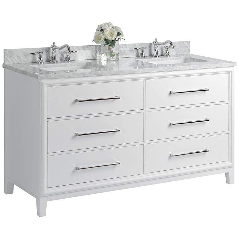 Ellie 60&quot; White 6-Drawer Double Sink Vanity Set