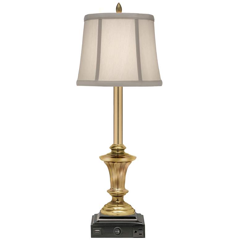 Image 1 Ellie Artisan Brass USB and Outlet Buffet Table Lamp