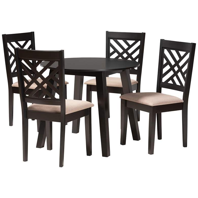 Image 2 Ellie Beige Fabric 5-Piece Dining Table and Chairs Set