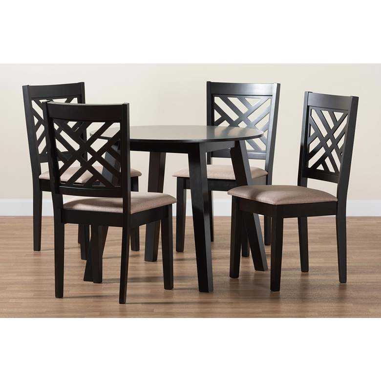 Image 1 Ellie Beige Fabric 5-Piece Dining Table and Chairs Set