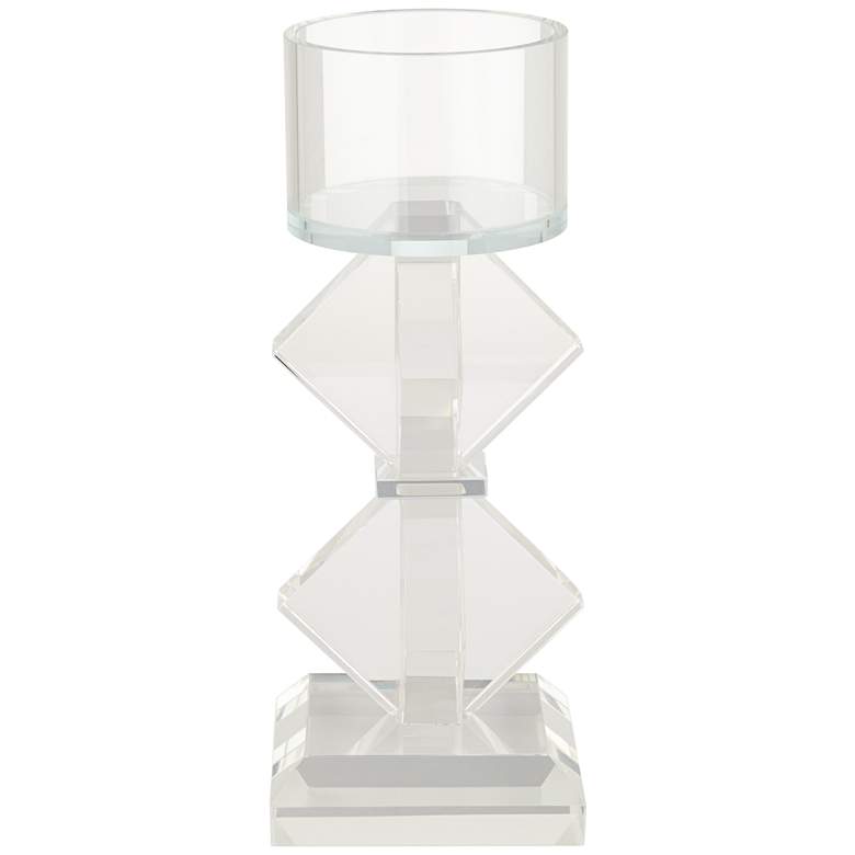 Image 2 Ellie Diamond Stack Glass Pillar Candle Holders Set of 2 more views