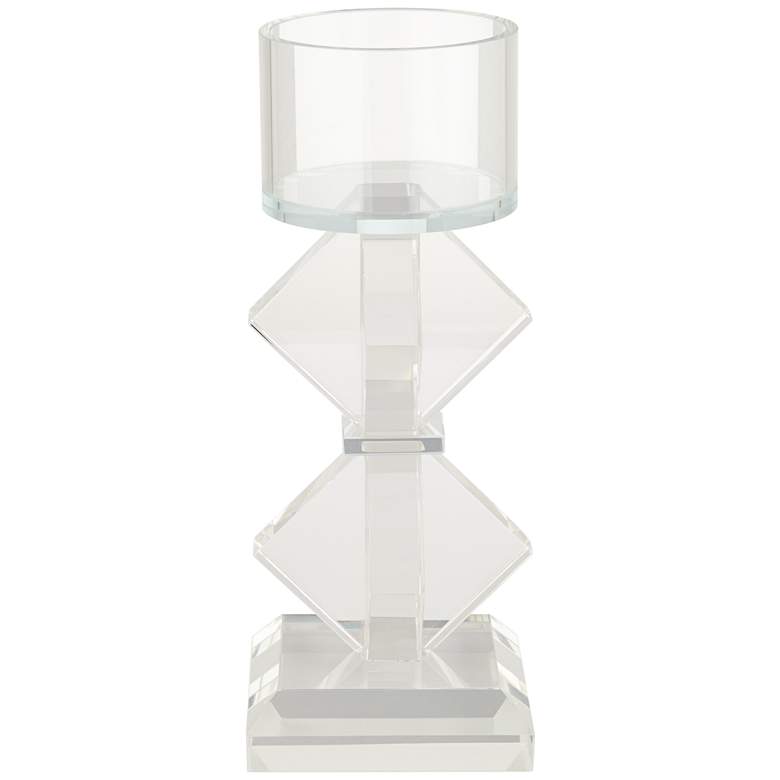 Image 3 Ellie Diamond Stack Glass Pillar Candle Holders Set of 2 more views