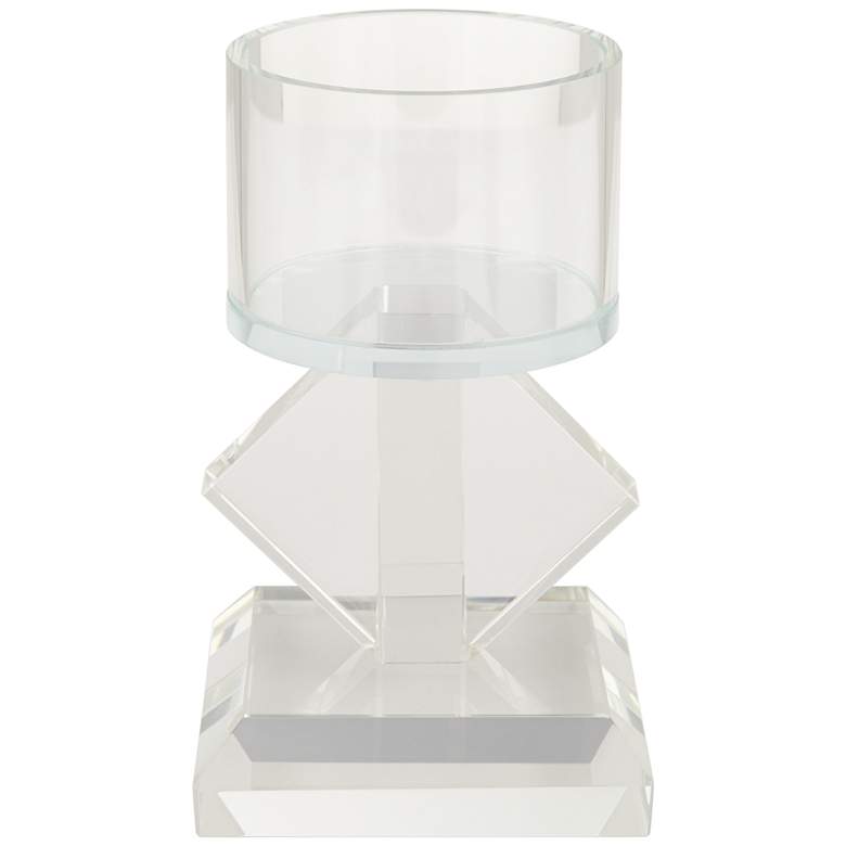 Image 5 Ellie Diamond Stack Glass Pillar Candle Holders Set of 2 more views