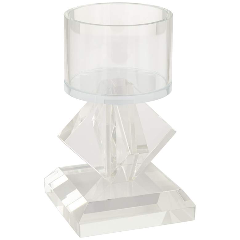 Image 6 Ellie Diamond Stack Glass Pillar Candle Holders Set of 2 more views
