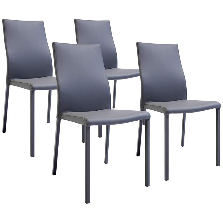Image 1 Ellie Gray Faux Leather Dining Chair Set of 4