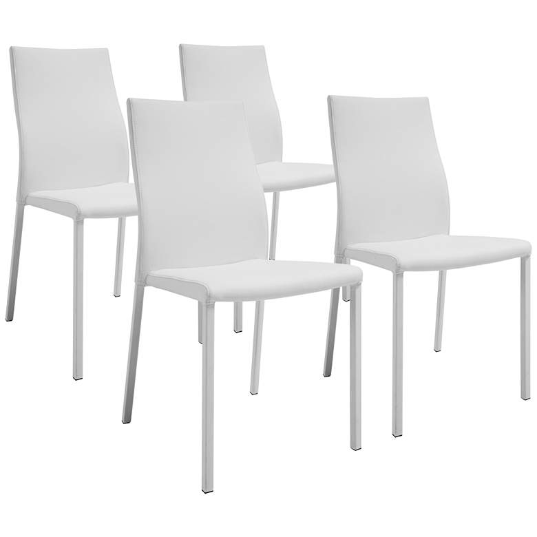 Image 1 Ellie White Faux Leather Dining Chair Set of 4