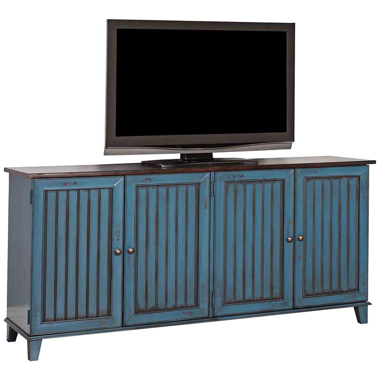 Image 1 Ellington 72 1/4" Wide Vibrant Blue 4-Door Wood TV Stand