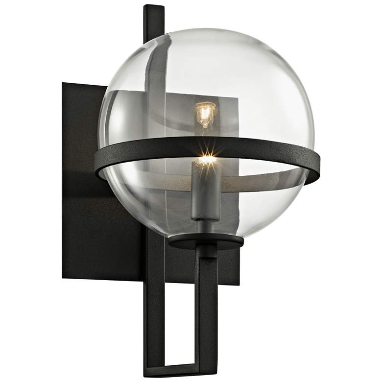 Image 1 Elliot 11 1/2" High Textured Black Glass Orb Wall Sconce