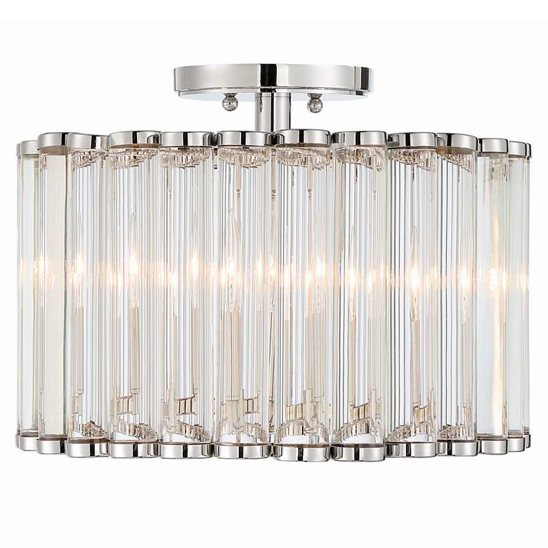 Image 2 Elliot 15 1/4" Wide Polished Nickel and Glass Ceiling Light