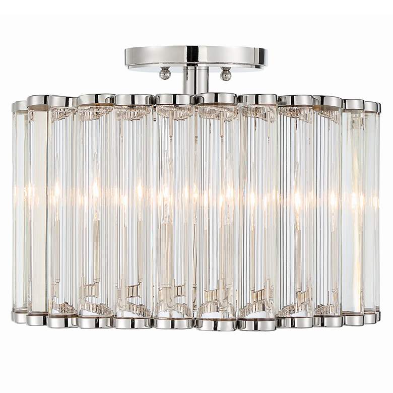 Image 2 Elliot 15 1/4 inch Wide Polished Nickel and Glass Ceiling Light