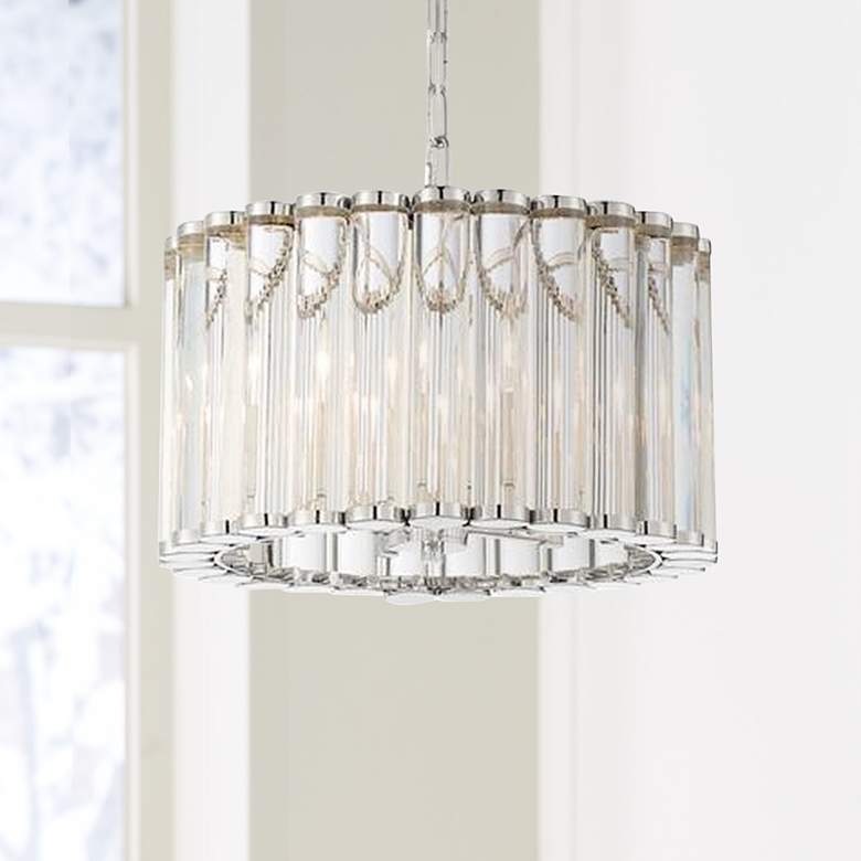 Image 1 Elliot 15 1/4" Wide Polished Nickel and Glass Ceiling Light