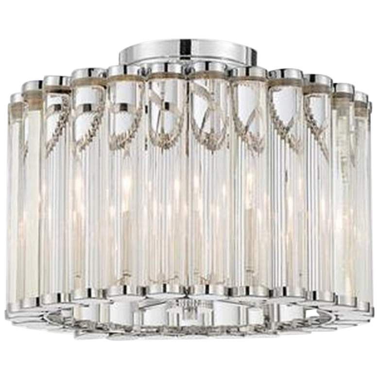 Image 4 Elliot 15 1/4 inch Wide Polished Nickel and Glass Ceiling Light more views