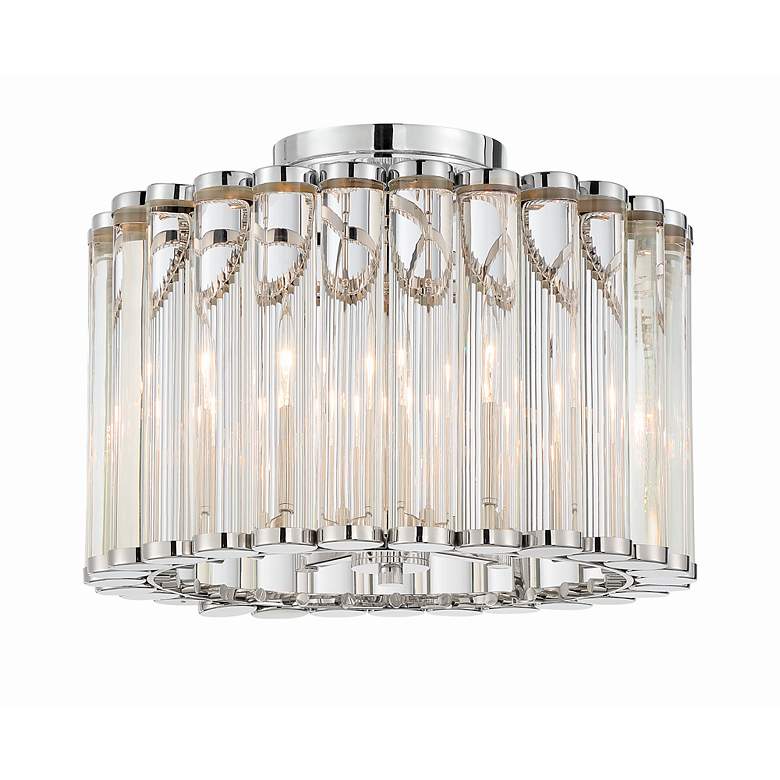 Image 4 Elliot 15 1/4 inch Wide Polished Nickel and Glass Ceiling Light more views