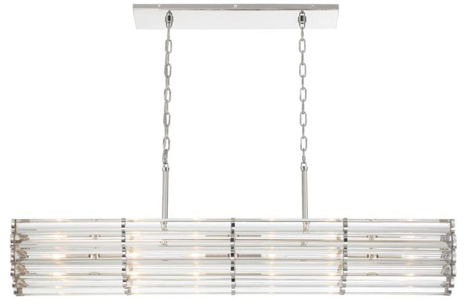 Image Elliot 6 Light Polished Nickel Linear Chandelier
