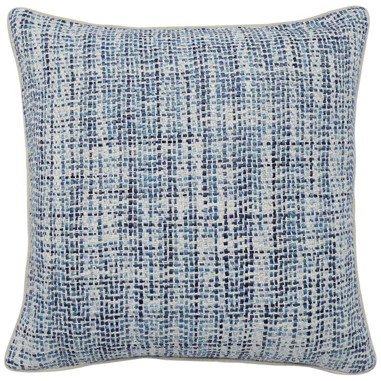 Image 1 Elliot Blue Ivory Basketweave 22 inch Square Decorative Pillow