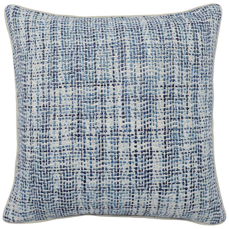 Image 1 Elliot Blue Ivory Basketweave 22" Square Decorative Pillow