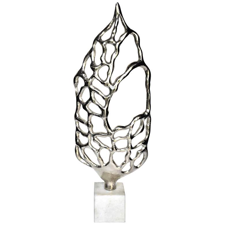 Image 1 Elliot II 24 1/2"H Satin Nickel and White Marble Sculpture