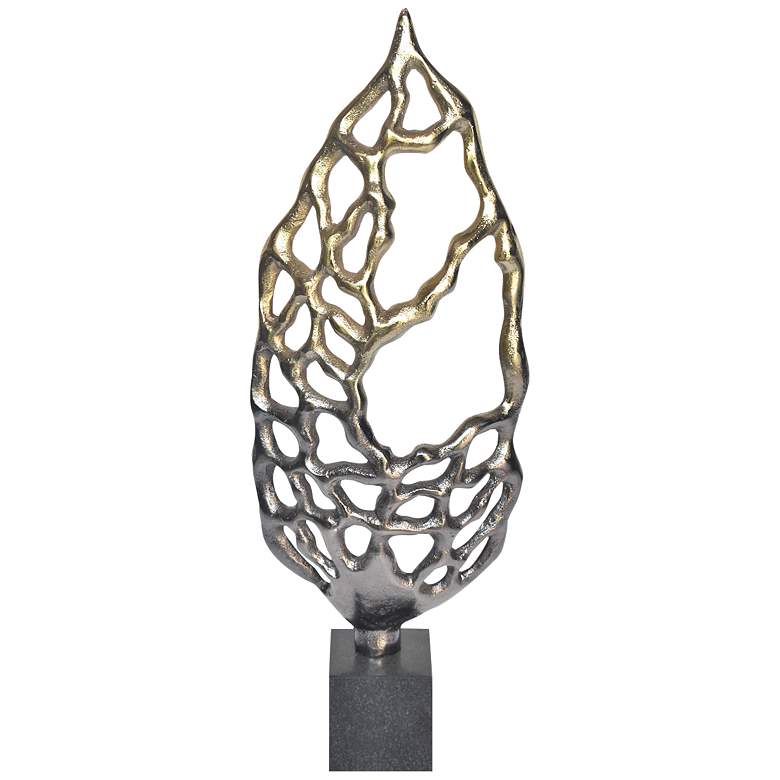 Image 1 Elliot III 19 1/2 inchH Gold-Silver and Black Marble Sculpture