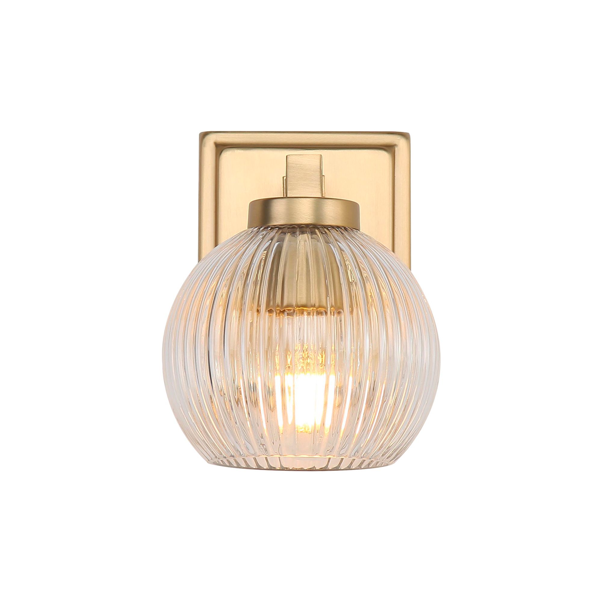 Image 3 Elliott 1-Light Vanity Light in Brushed Cham Bronze with Ribbed Clear Shade more views