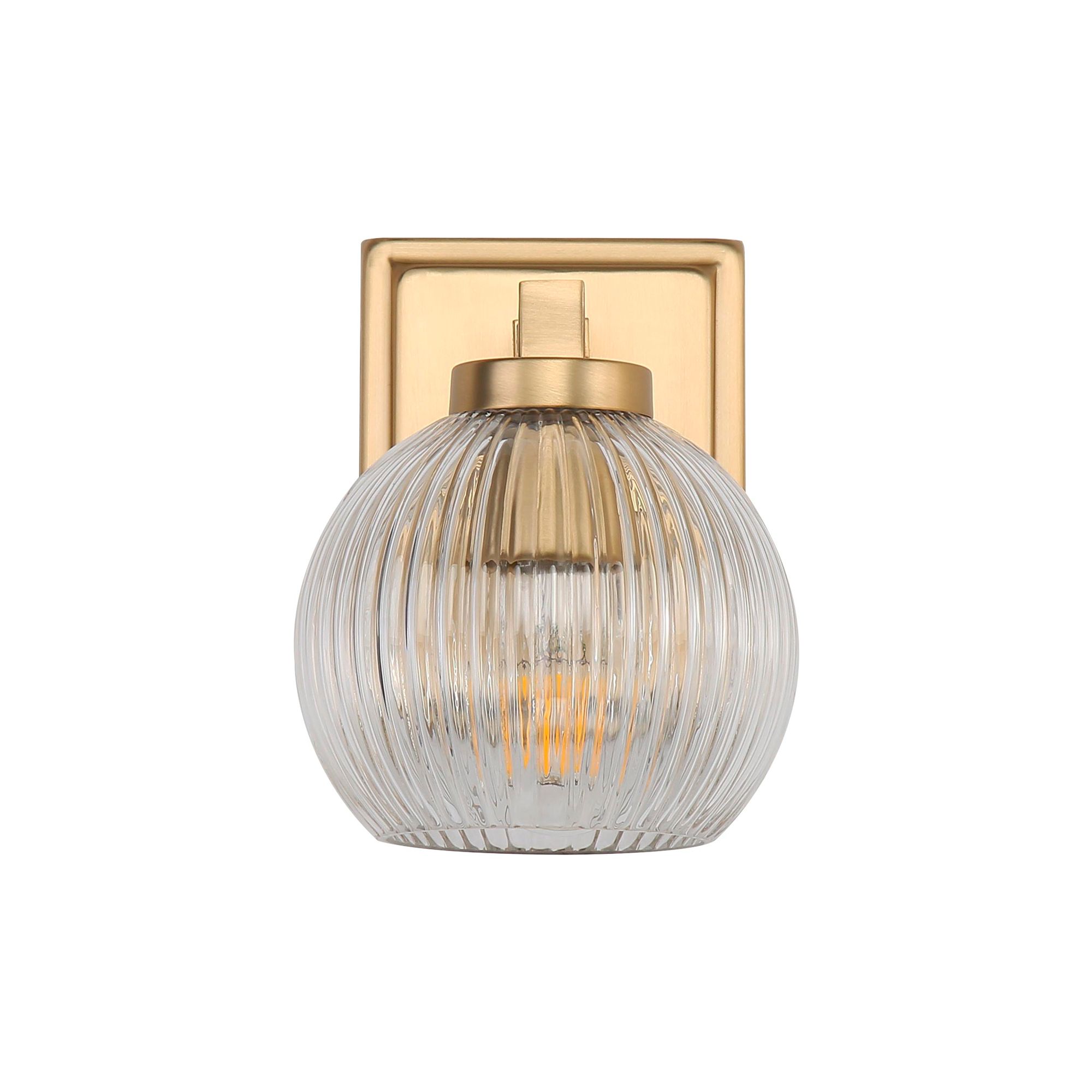 Image 4 Elliott 1-Light Vanity Light in Brushed Cham Bronze with Ribbed Clear Shade more views