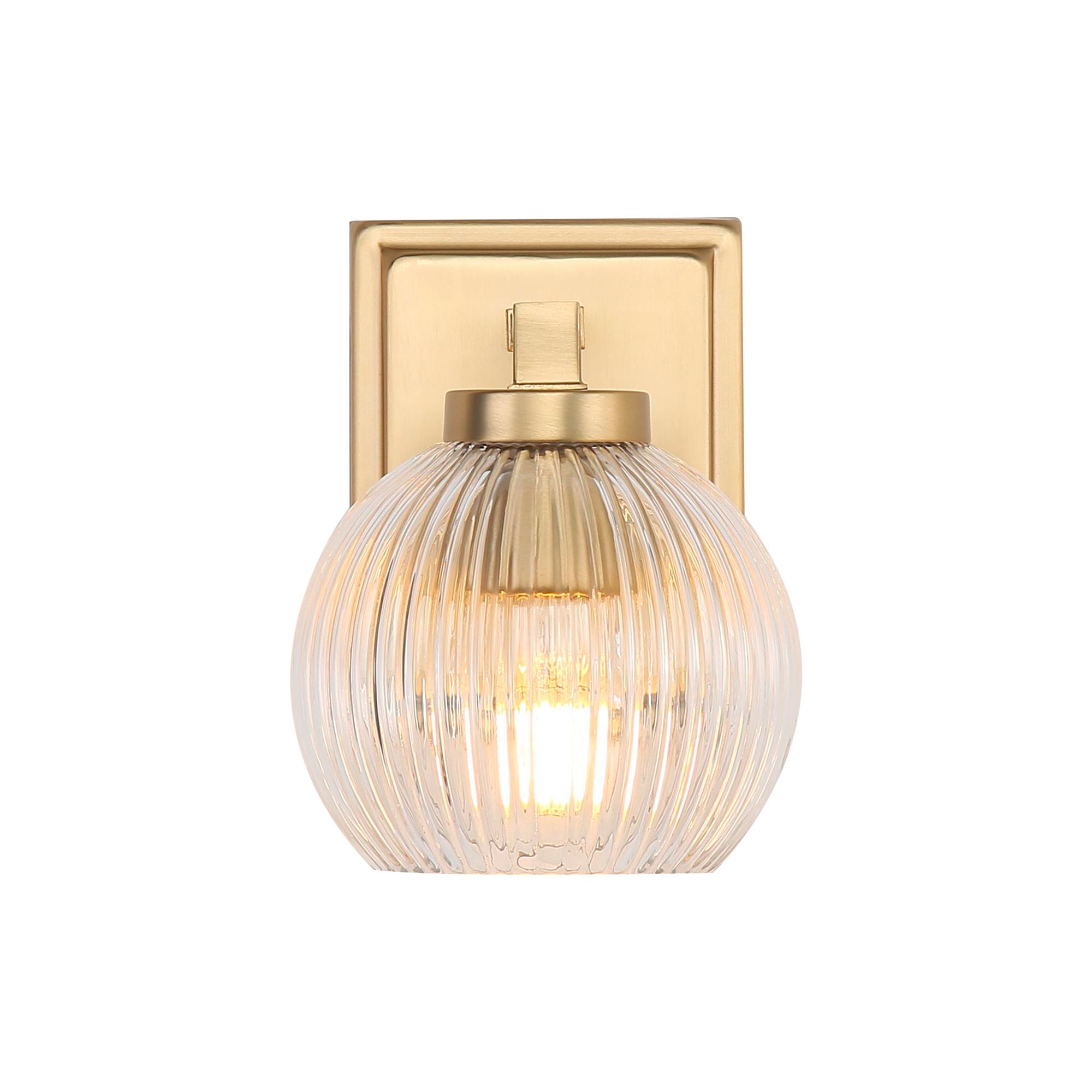 Image 5 Elliott 1-Light Vanity Light in Brushed Cham Bronze with Ribbed Clear Shade more views
