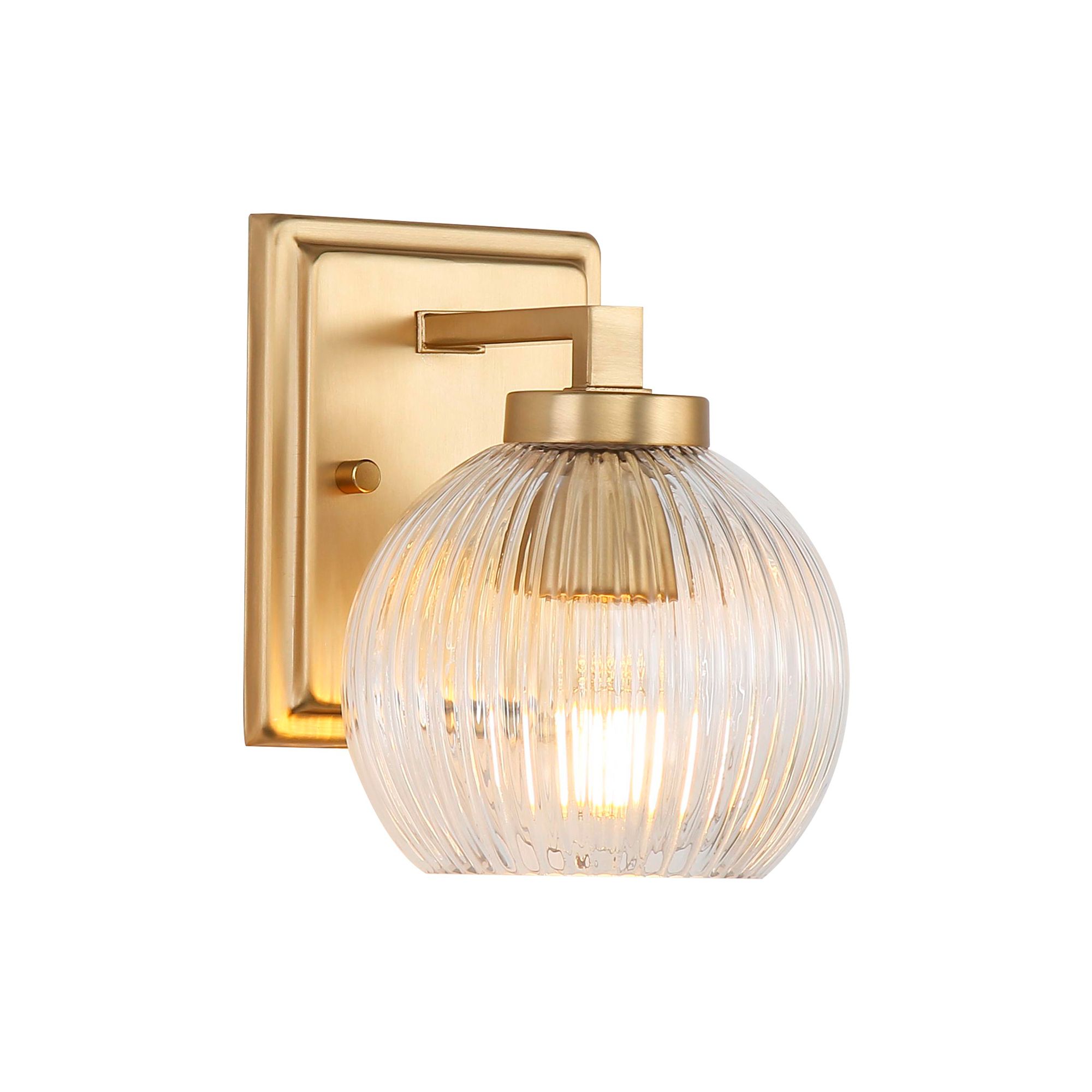 Image 6 Elliott 1-Light Vanity Light in Brushed Cham Bronze with Ribbed Clear Shade more views