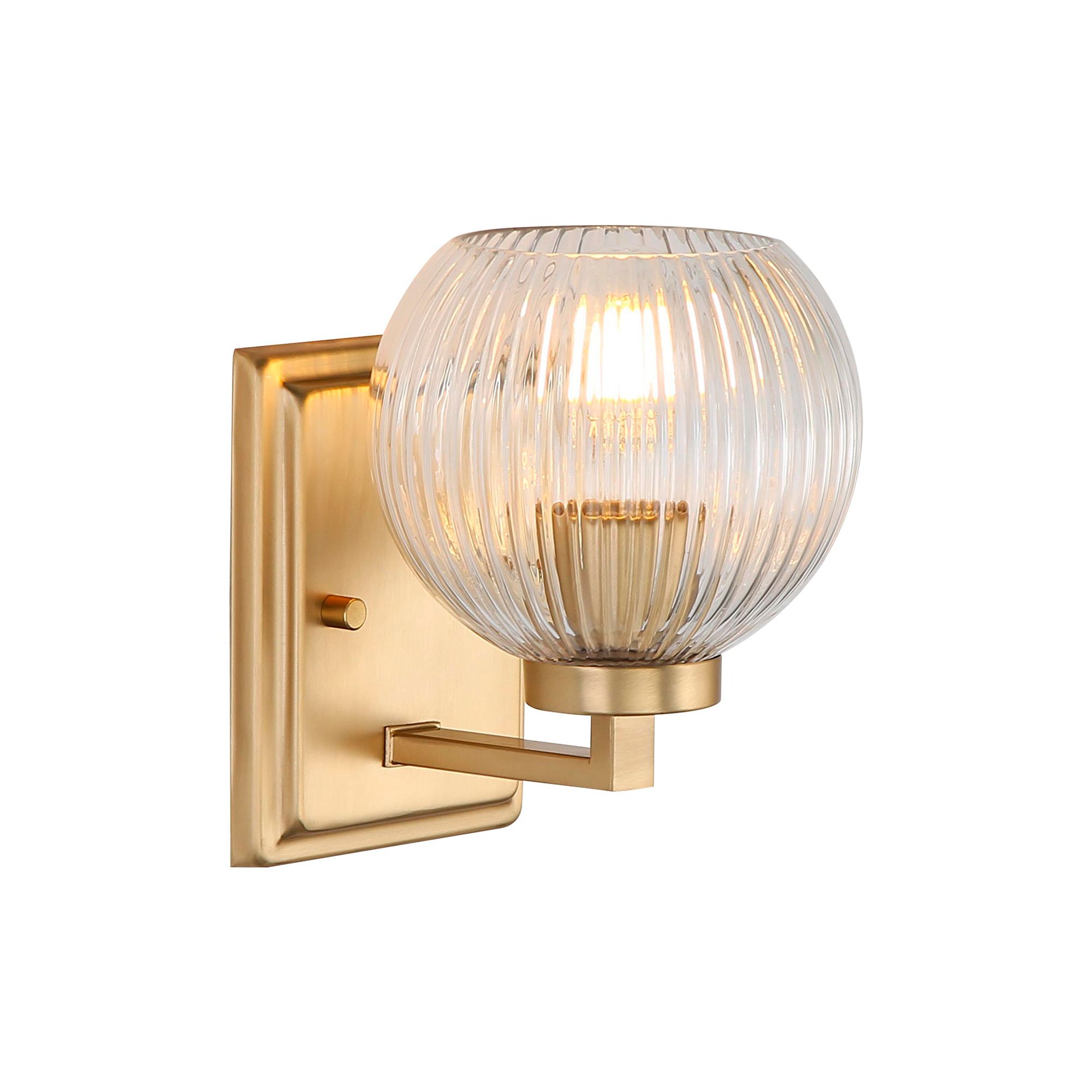 Elliott 1-Light Vanity Light in Brushed Cham Bronze with Ribbed Clear Shade