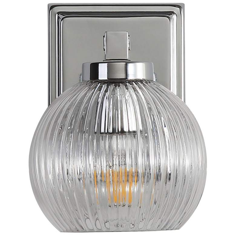 Image 1 Elliott 1-Light Vanity Light in Chrome with Ribbed Clear Shade