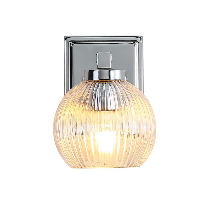 Image 2 Elliott 1-Light Vanity Light in Chrome with Ribbed Clear Shade more views