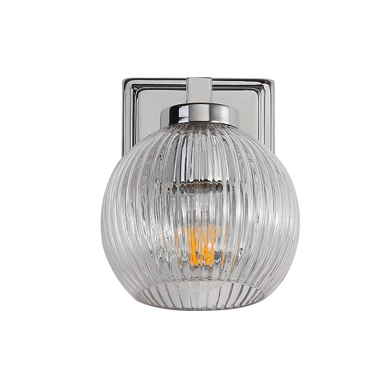 Image 4 Elliott 1-Light Vanity Light in Chrome with Ribbed Clear Shade more views