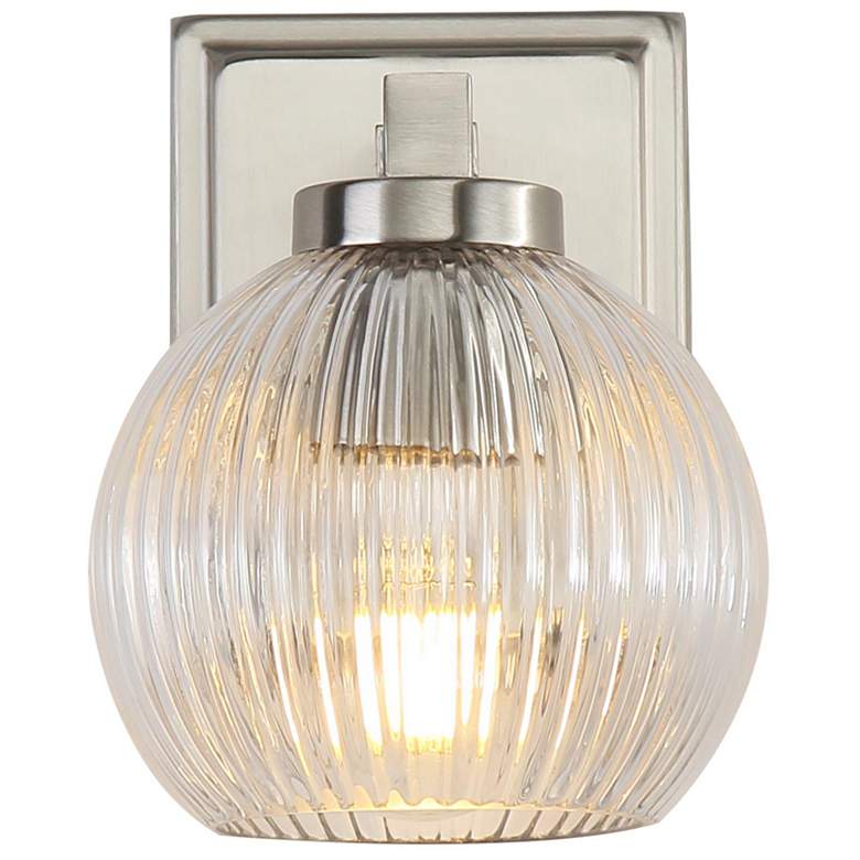 Image 1 Elliott 1-Light Vanity Light in Pewter with Ribbed Clear Shade