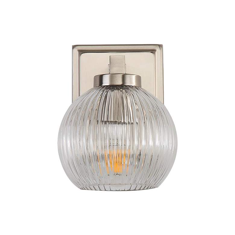 Image 2 Elliott 1-Light Vanity Light in Pewter with Ribbed Clear Shade more views