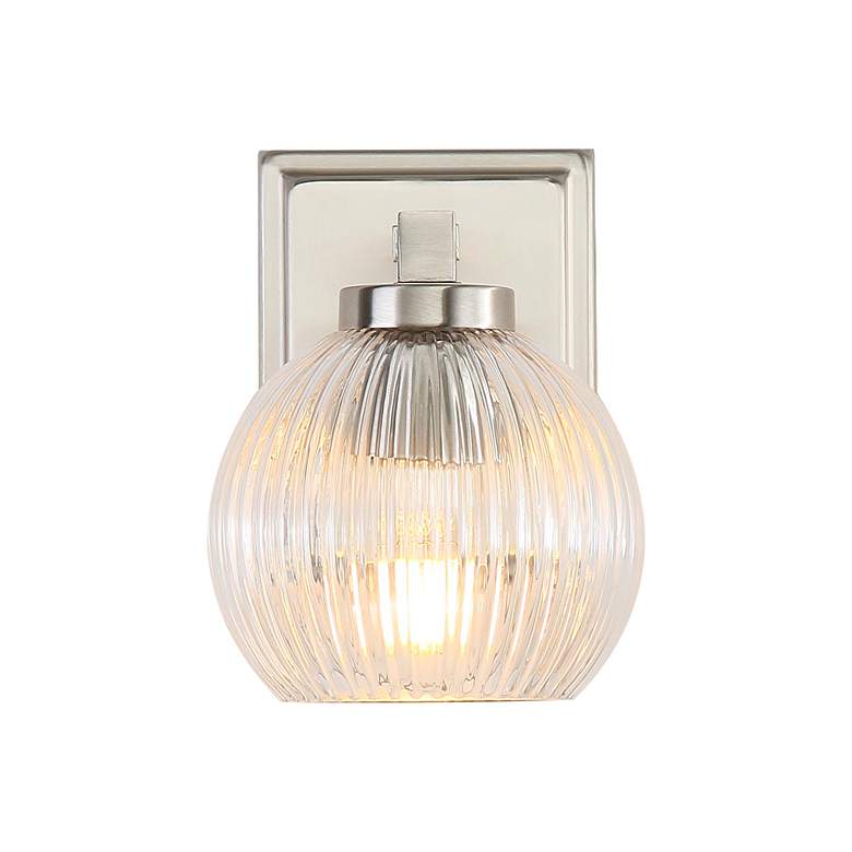 Image 3 Elliott 1-Light Vanity Light in Pewter with Ribbed Clear Shade more views