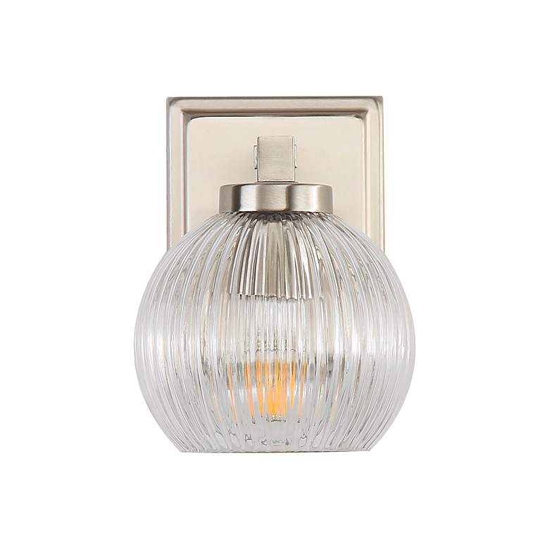 Image 4 Elliott 1-Light Vanity Light in Pewter with Ribbed Clear Shade more views
