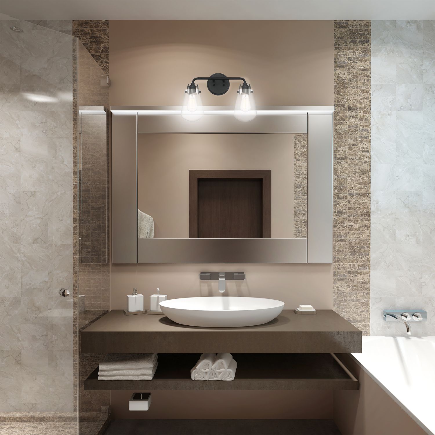 Image 4 Elliott 16" Wide Matte Black 2-Light Bath Light more views