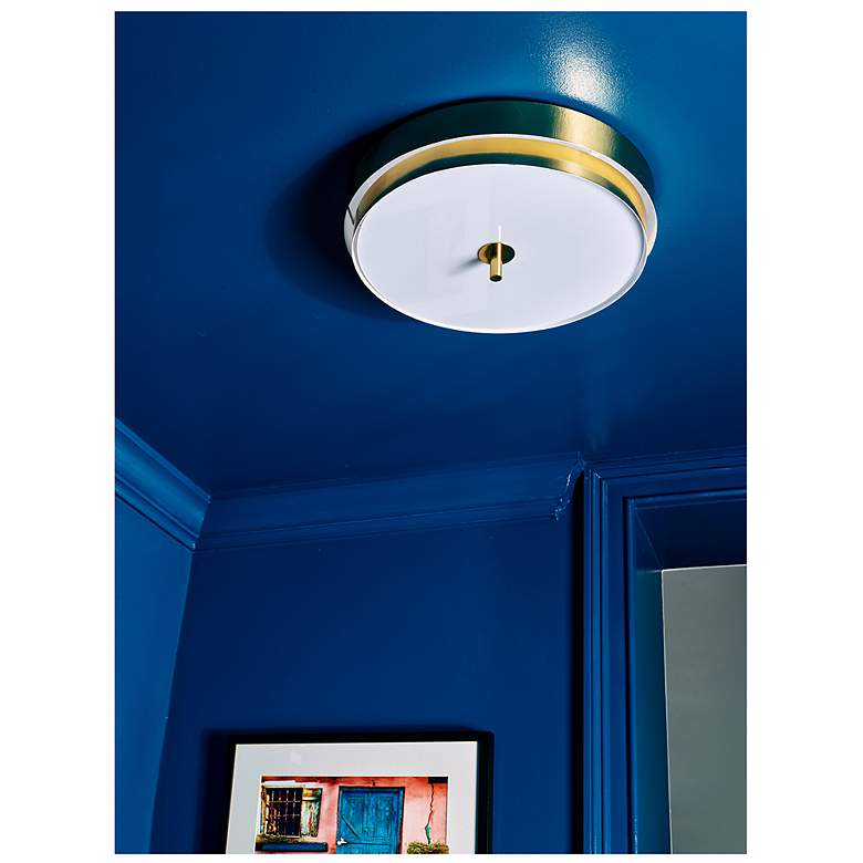 Image 4 Elliott 16" Wide Modern Brass Flush Mount more views