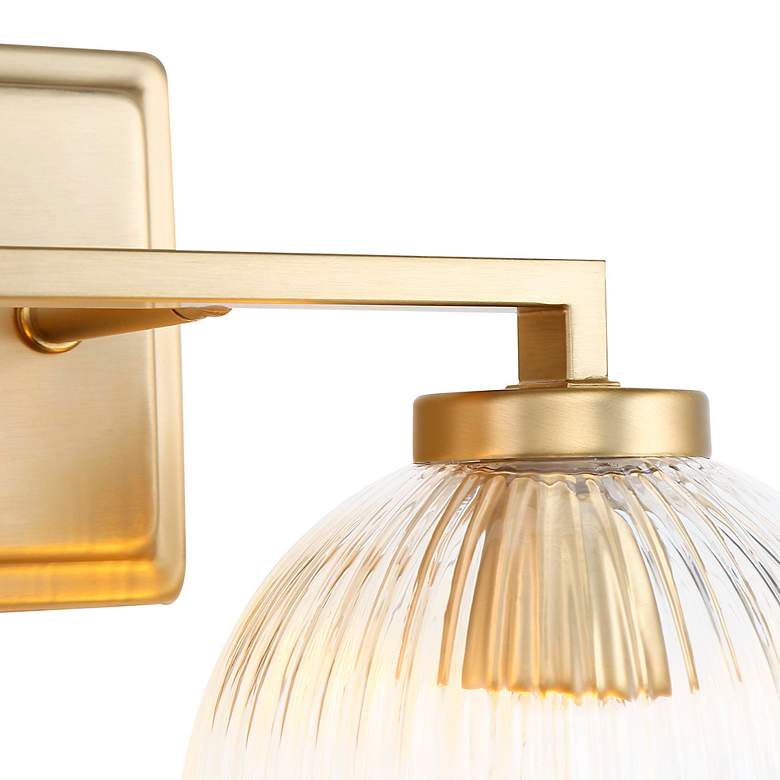 Image 3 Elliott 2-Light Vanity Light in Brushed Cham Bronze with Ribbed Clear Shade more views