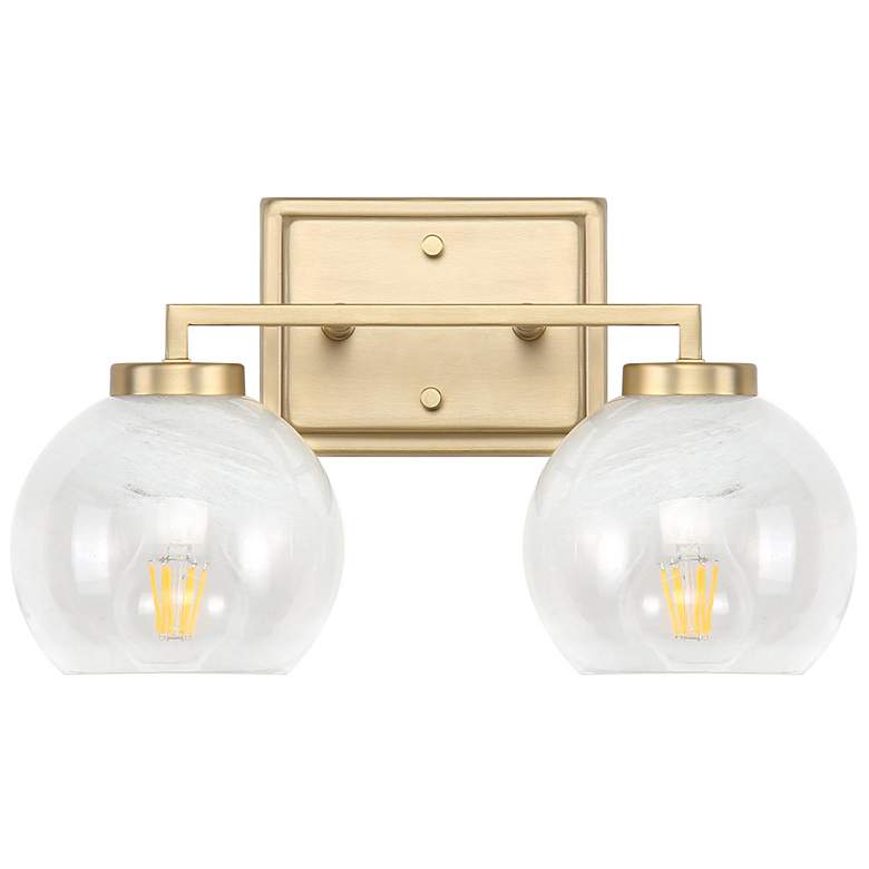 Image 1 Elliott 2-Light Vanity Light in Brushed Champ Bronze with Alabaster Shade
