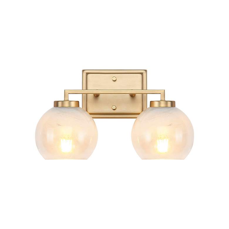 Image 2 Elliott 2-Light Vanity Light in Brushed Champ Bronze with Alabaster Shade more views